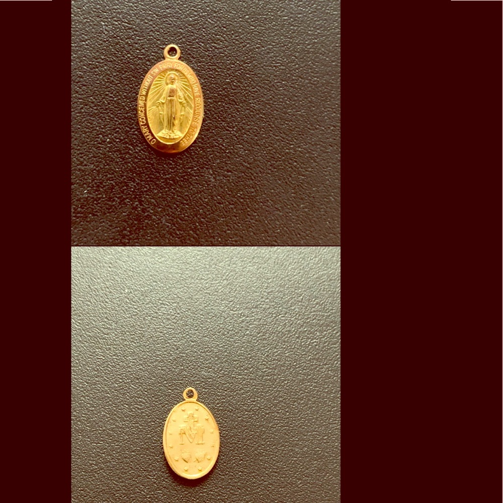 14 karat gold Our lady of the miraculous pendants